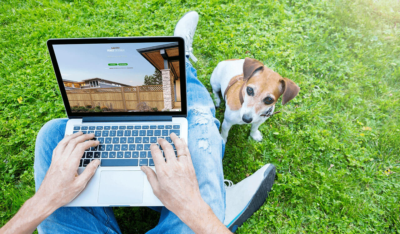 Fence Designer Laptop with puppy